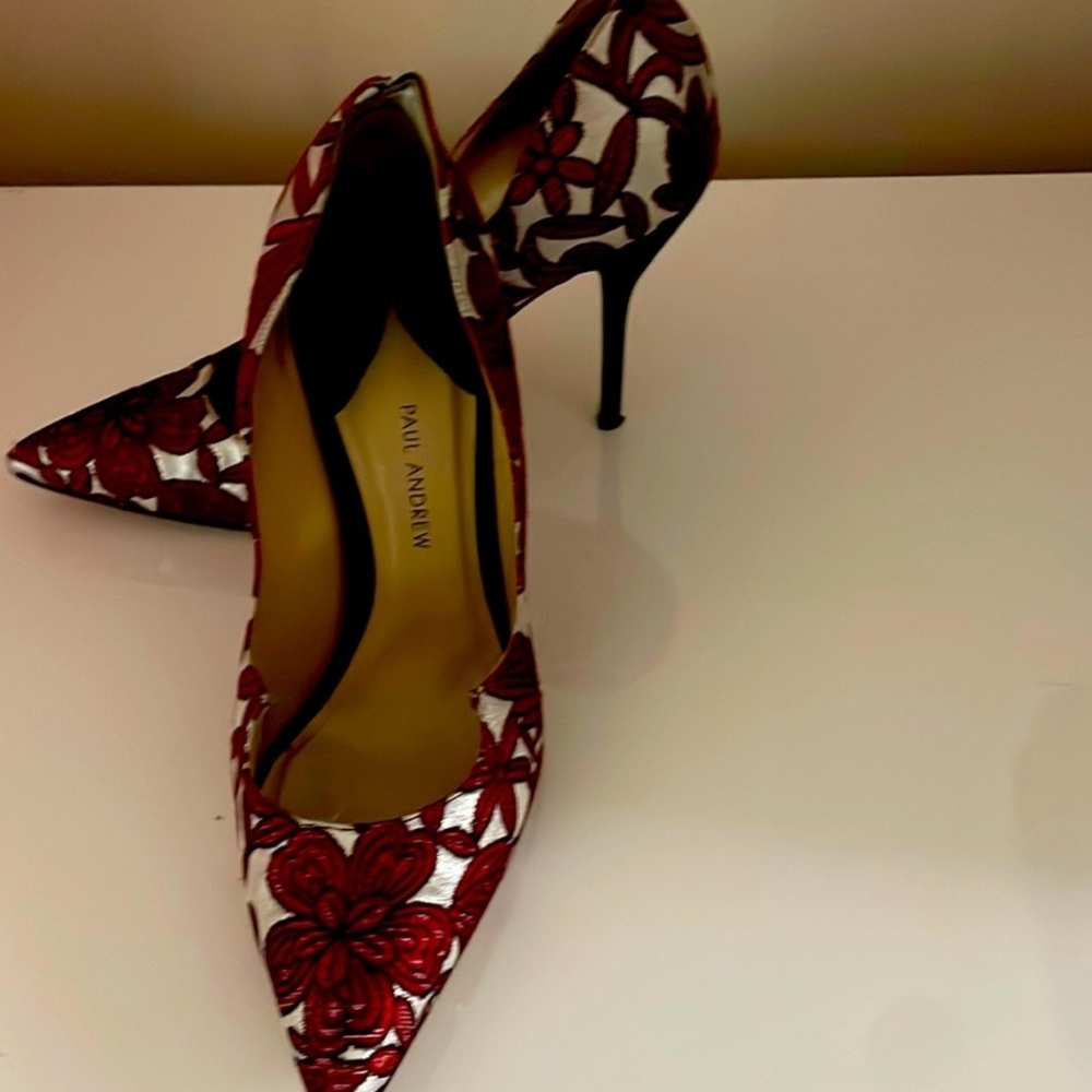 Paul Andrew Red and White Floral Women's Heels